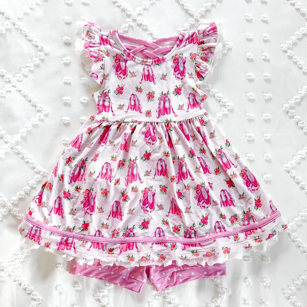 Bamboo Twirl Tunic Set - Ballet Slippers